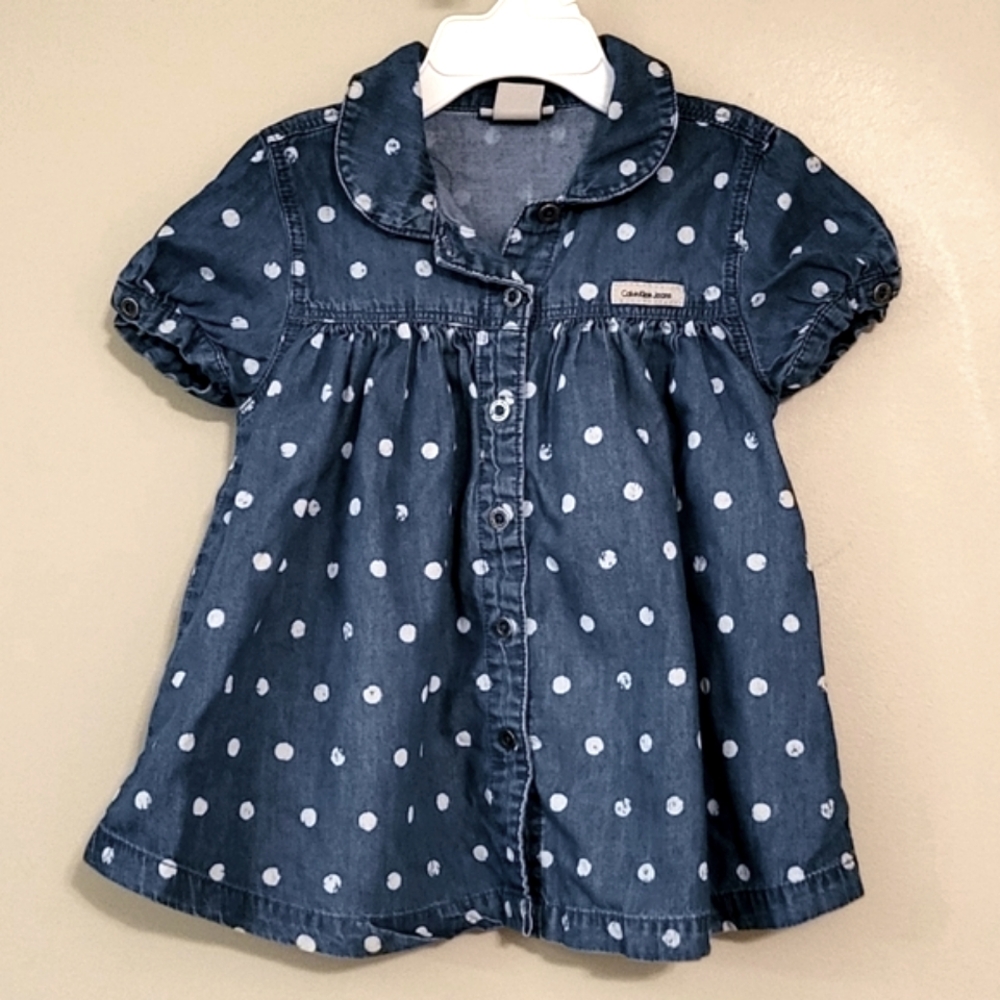 Calvin Klein Jeans denim polka dot dress